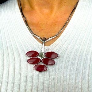 Sarah Coventry‎ Vintage 80’s Silvertone Contemporary Abstract Tree Necklace
